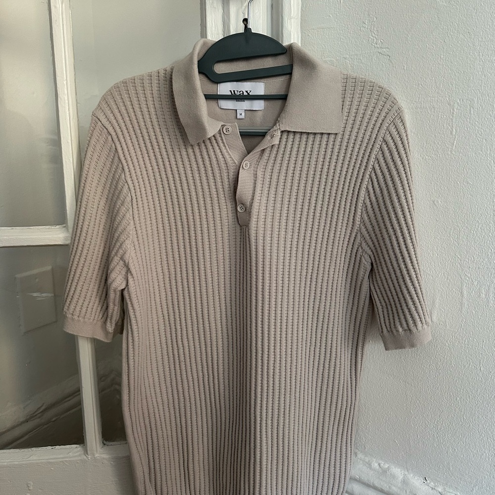 Wax London Beige Knit Polo Shirt